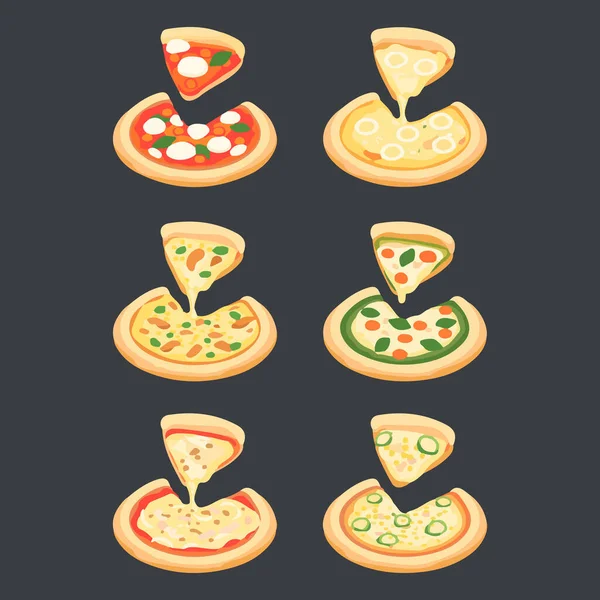Set Von Pizza Vektor Illustration — Stockvektor