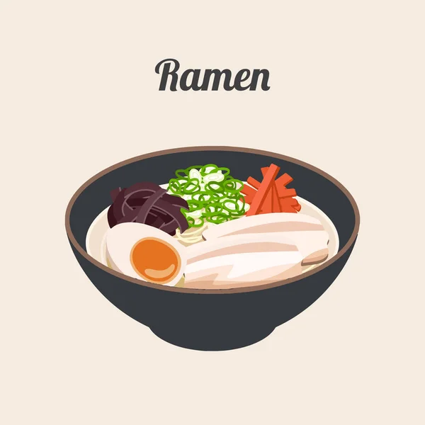Ramen Noodles Bowl Noodle Japanese Food Vector Illustration — Stock Vector