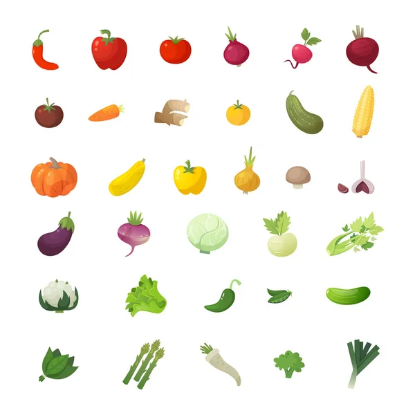Gemüse Isoliert Auf Weißem Hintergrund Vektor Illustration — Stockvektor