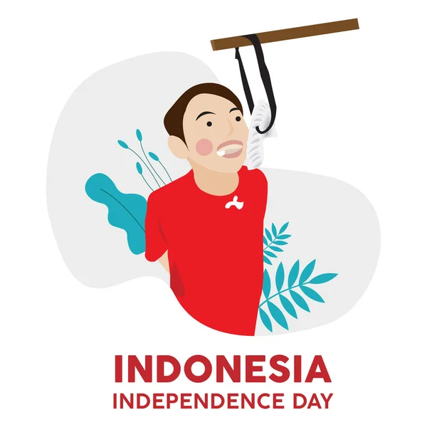 Cracker Essen Wettbewerb Auf Indonesiens Unabhängigkeitstag Feier Vektorillustration — Stockvektor