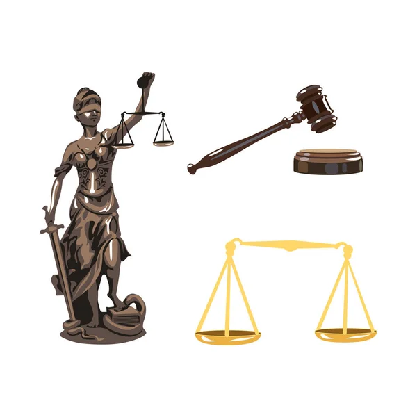 Symbole Loi Vente Aux Enchères Juge Hammer Juges Marteau Écailles — Image vectorielle