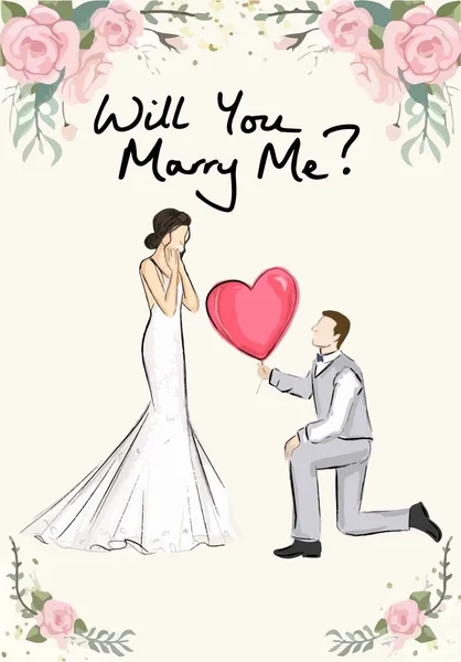 Vezmeš Mou Vektorovou Ilustraci Valentýna Akvarel Lidi Svatební Přání Muž — Stockový vektor