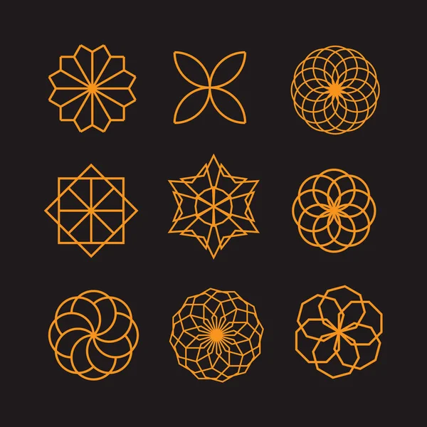 Абстрактный Орнамент Икона Задает Вектор Элегантный Векторный Логотип Премиум Класса — стоковый вектор