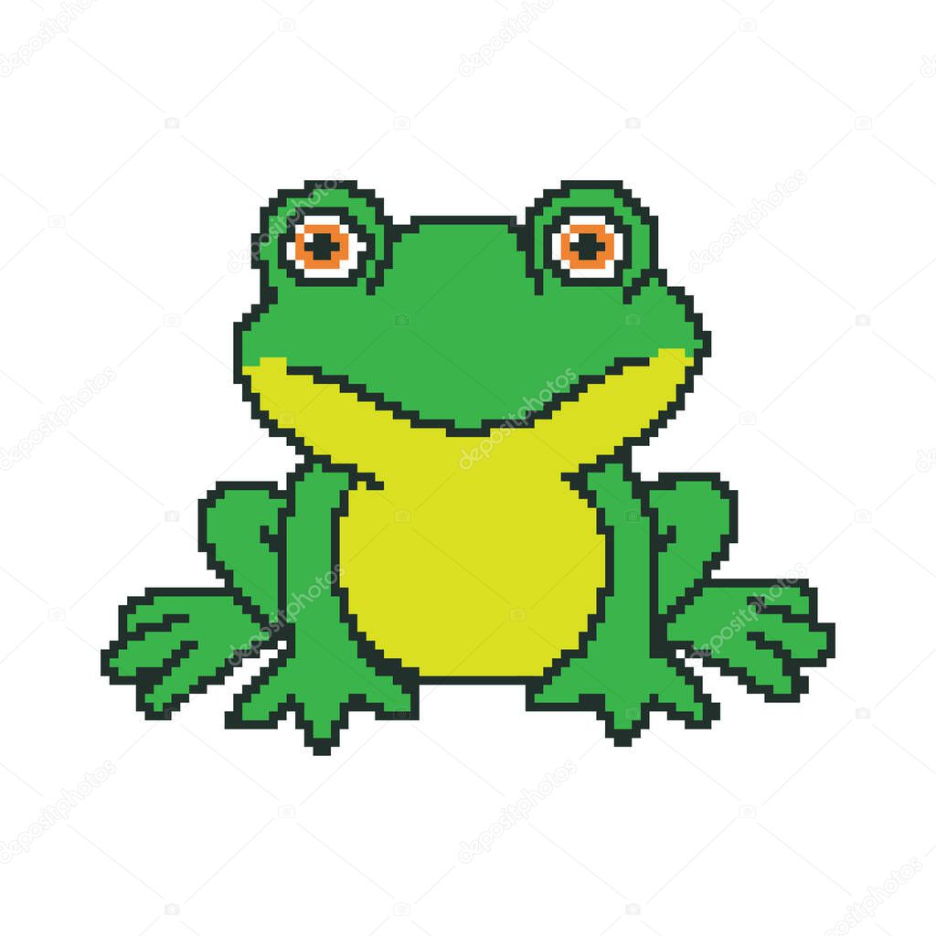 Frog pixel art for games and applications