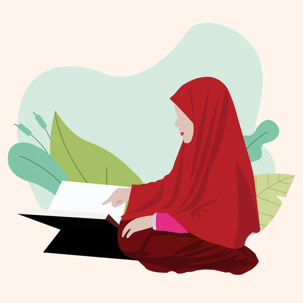 Mädchen Liest Den Heiligen Koran — Stockvektor