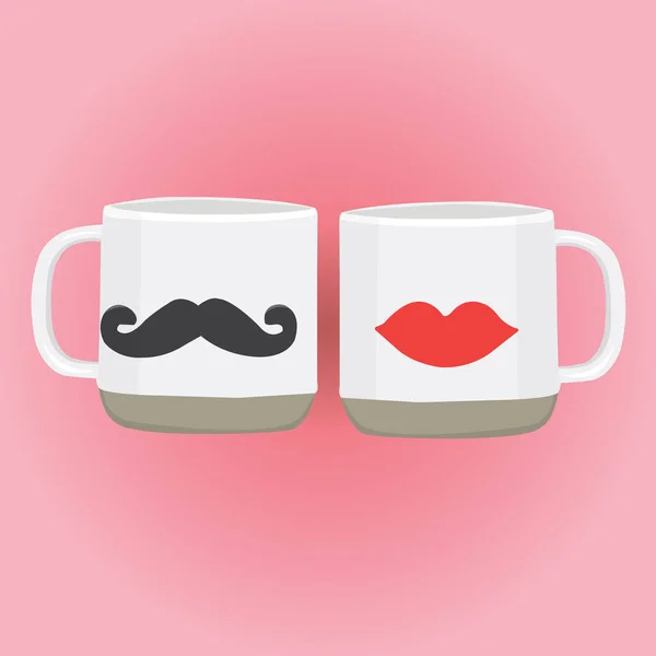 Couple Coffee Cups Vector Illustration — Stock Vector