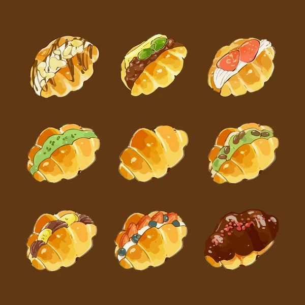 Набор Бутербродов Акварельном Стиле — стоковый вектор