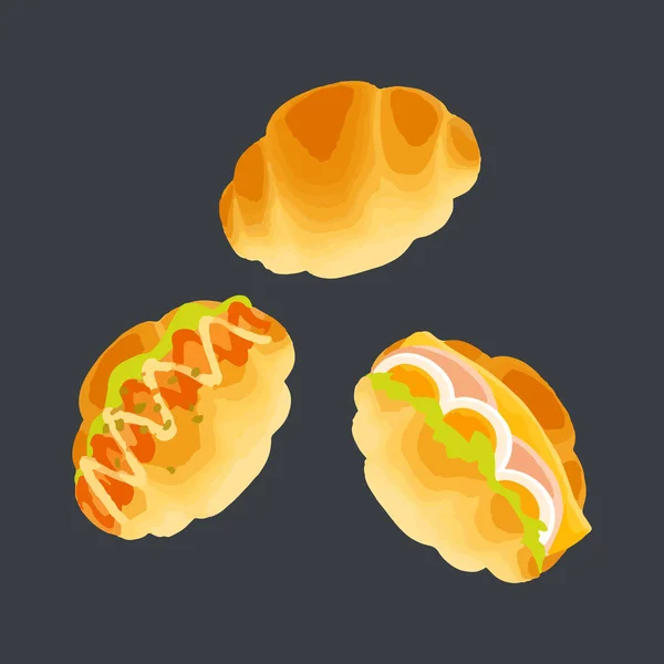 Sandwich Beurre Illustration Vectorielle Aquarelle Dessinée Main — Image vectorielle