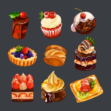 Pasta suluboya vektör tasarım elementleri