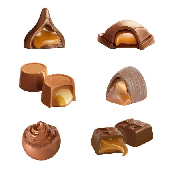 Chocolat Avec Garniture Caramel Illustration Vectorielle Réaliste Bon Pour Conception — Image vectorielle