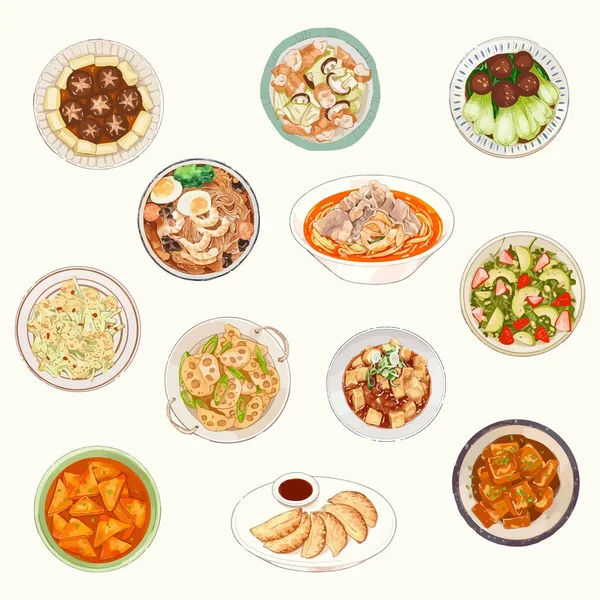 水彩ベクトルイラストで描かれた食べ物 — ストックベクタ