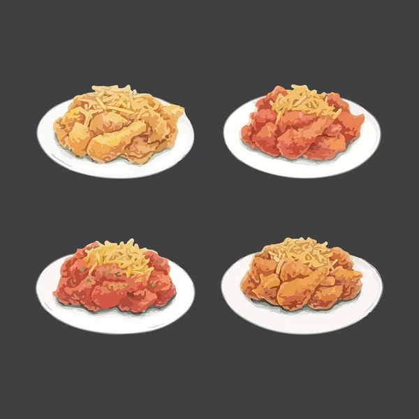 Вкусная Корейская Жареная Курица — стоковый вектор