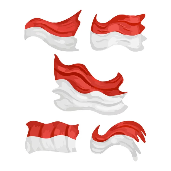 Set Von Indonesiens Flaggenvektorillustration — Stockvektor