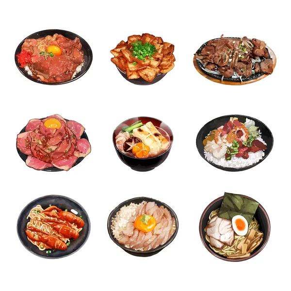 Tradicional Coreano Food Watercolor Vector Ilustração — Vetor de Stock