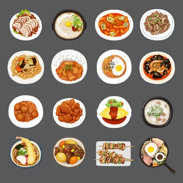 Tradicional Coreano Food Vector Watercolor Ilustração — Vetor de Stock