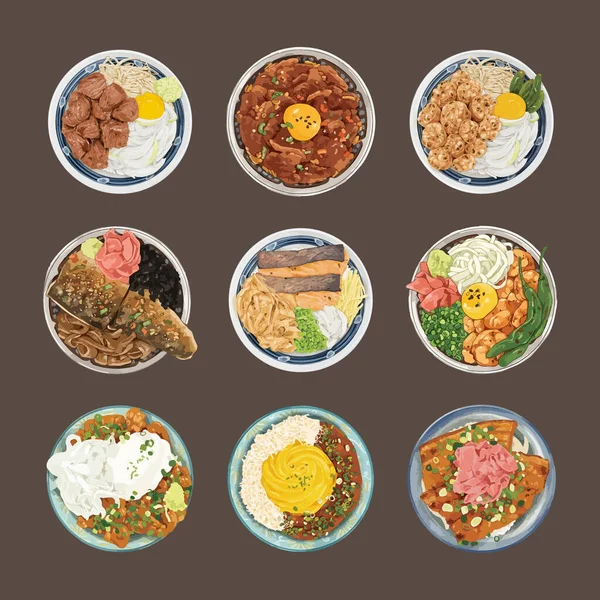 Illustration Aquarelle Vectorielle Alimentaire Coréenne Traditionnelle — Image vectorielle