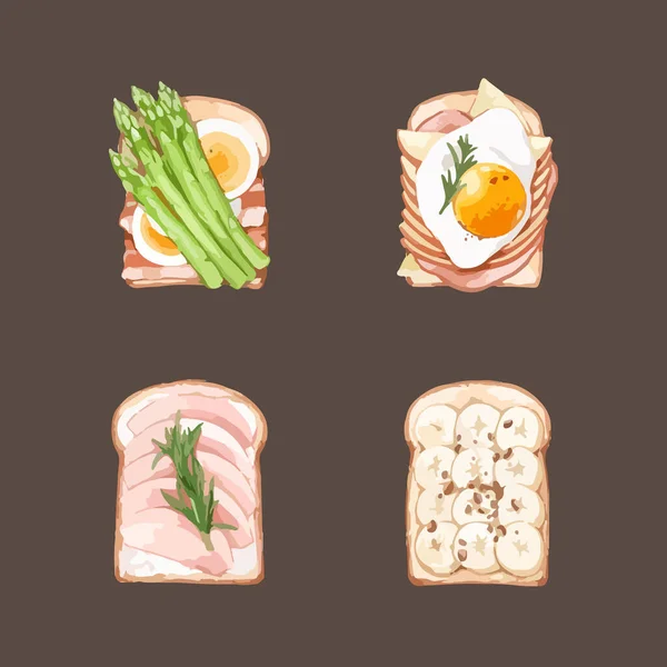 Sandwiches Vorhanden Aquarell Handgemalte Illustration — Stockvektor