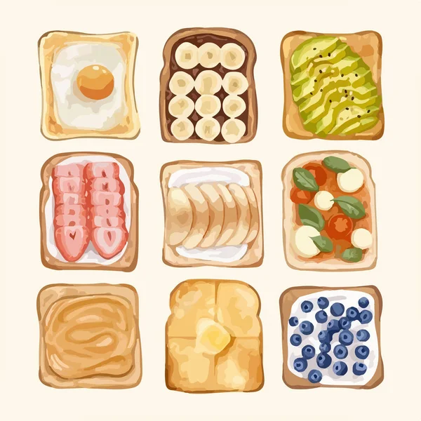 Sandwiches Vorhanden Aquarell Handgemalte Illustration — Stockvektor