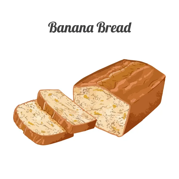 Banana Bread Hand Drawn Watercolor Vector Illustration — Stock Vector