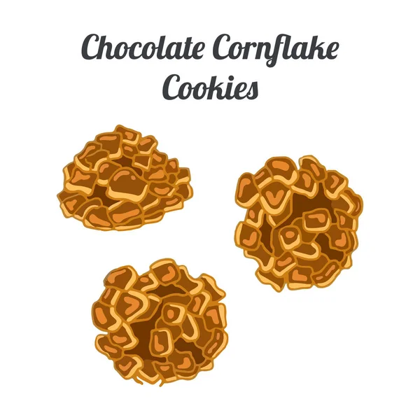 Chocolate Cornflake Cookies Hand Drawn Watercolor Vector Illustration — Stock Vector