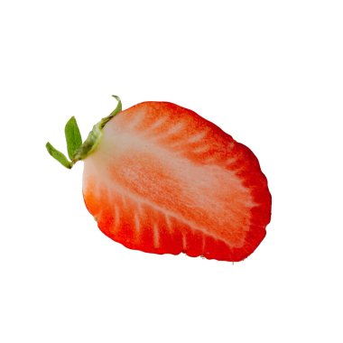 Beyaz arkaplan görünümünde izole edilmiş çileği kes