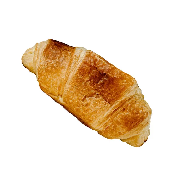 Färsk Croissant Vit Bakgrund — Stockfoto