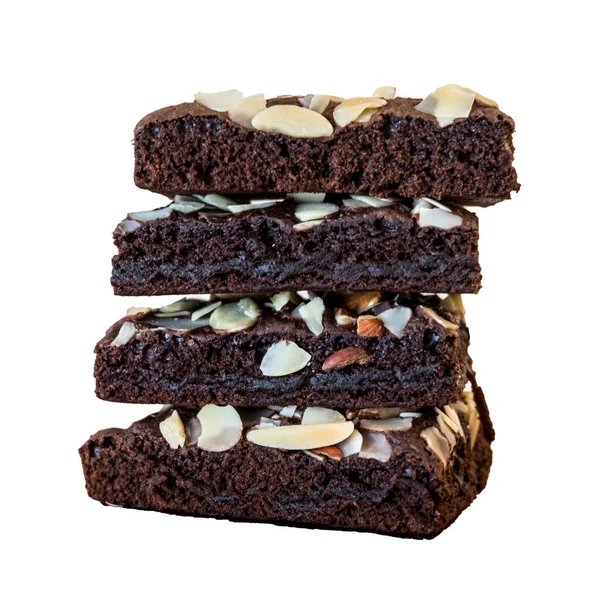 Almond Fudgy Brownies Brownies Met Fudgy Kauwende Teksture Vol Chocolade — Stockfoto