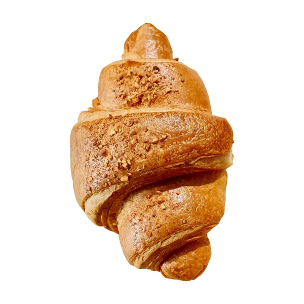 Ovanifrån Vanlig Croissant Vit Bakgrund — Stockfoto