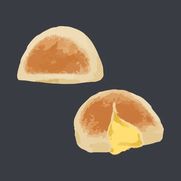 蒸奶油奶油奶油面包 手绘水彩画矢量图 — 图库矢量图片