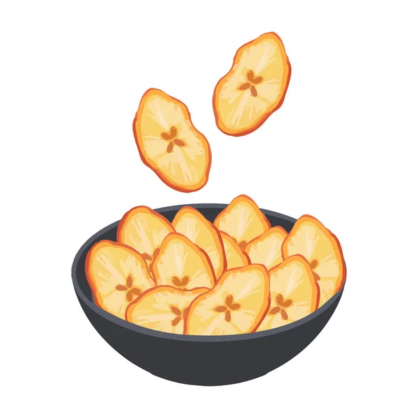 Vector Illustratie Van Gedroogde Appels Gesneden Gedroogde Vruchten Stukjes Appelchips — Stockvector