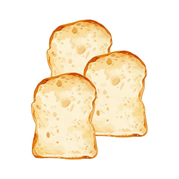 Bread Slice Pieces Isolated White Background Vector Illustration — Stock Vector