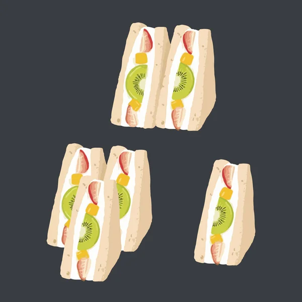 Sandwich Aux Fruits Japonais Furutsu Sando Illustration Vectorielle Aquarelle Dessinée — Image vectorielle