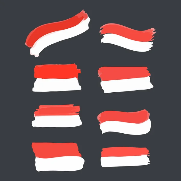 Vektor Illustration Der Skizze Indonesien Flagge Zum Unabhängigkeitstag — Stockvektor