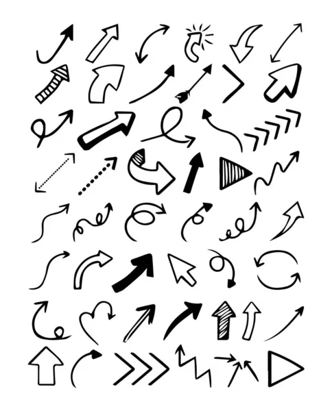 Set Frecce Disegnate Mano Elementi Presentazione Illustrazione Vettoriale — Vettoriale Stock