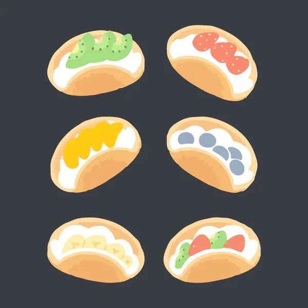 配水果和奶油的松饼手绘水彩画矢量图 — 图库矢量图片