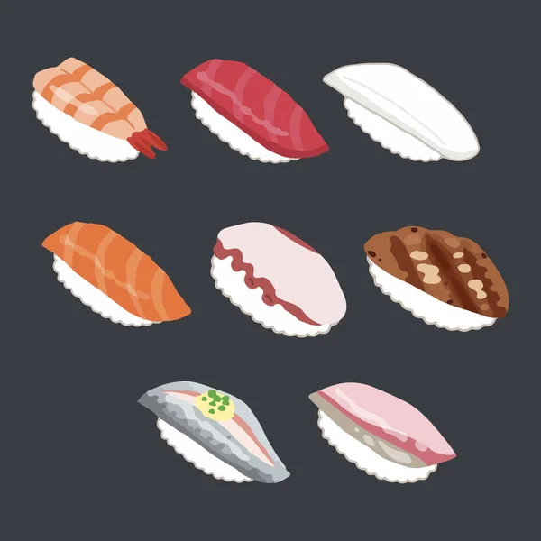 Jeu Illustration Vectorielle Sushi — Image vectorielle