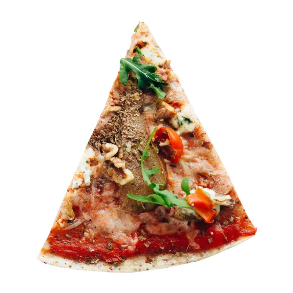 Snijd Van Pizza Geïsoleerd Witte Achtergrond — Stockfoto