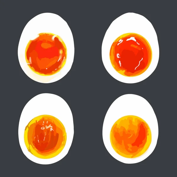Haşlanmış Yumurta Eli Suluboya Vektör Çizimi — Stok Vektör