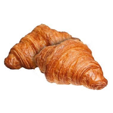 Beyaz arka planda taze kruvasanlar.