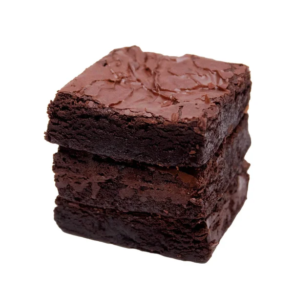 Chocolade Brownies Witte Achtergrond — Stockfoto