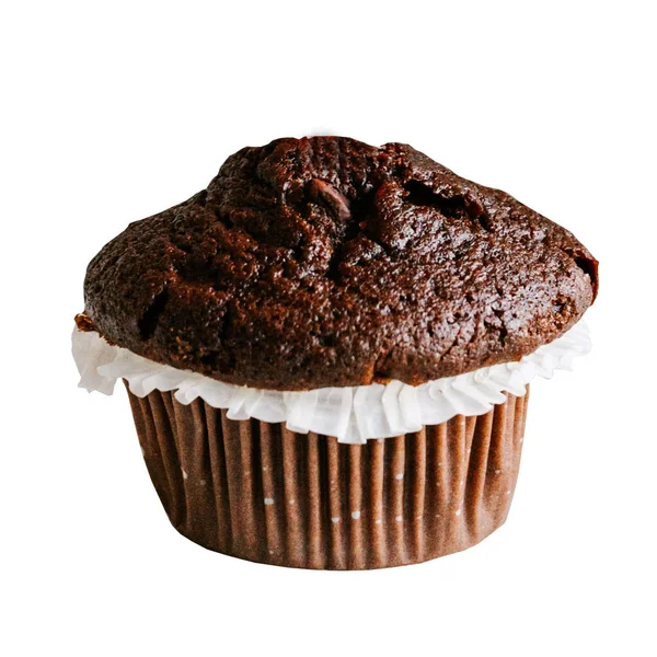 Chocolate Muffin Isolated White Background — Stock Photo, Image