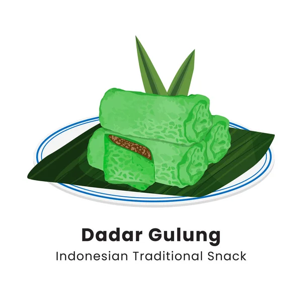 stock vector Kue Dadar Gulung is traditional cake that popular in Indonesia. It made from flour, coconut, palm sugar and pandanus flavors. Vector illustration