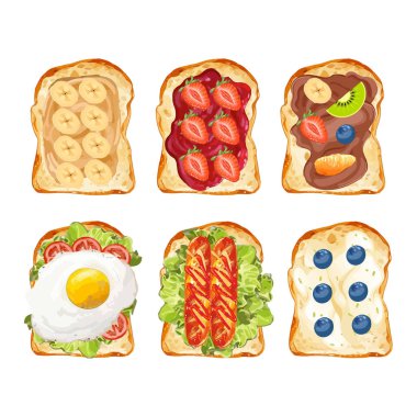 El yapımı vektör çizimi tatlı ve lezzetli tost