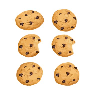 Çikolata parçalı kurabiyelerin el çizimi vektör çizimi