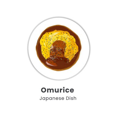 Japon omleti omletinin el çizimi çizimi.