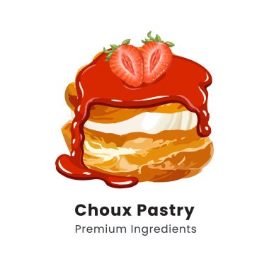 Choux Pasta Kremalı Puf Tatlının el çizimi tasviri