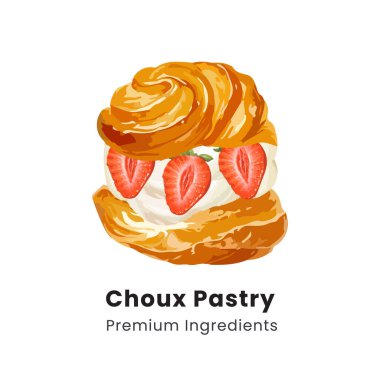 Choux Pasta Kremalı Puf Tatlının el çizimi tasviri