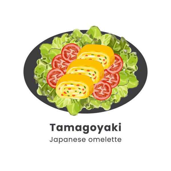 Векторная иллюстрация Тамагояки или японского омлета