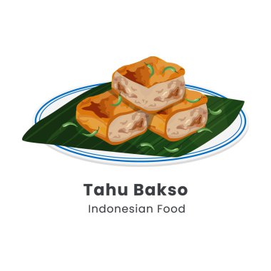 Tahu Bakso Endonezya yemeklerinin el çizimi illüstrasyonu