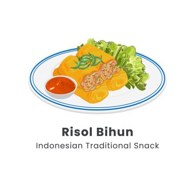 Elle çizilmiş Risol Bihun veya Risol Kampung veya öğütülmüş tavuk, vermicelli ve sebze dolu kızarmış börek.